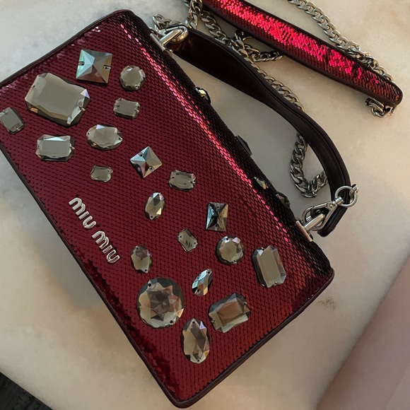 AUTHENTIC MIU MIU Cross body bag SequinRhinestones/gently used - Picture 8 of 12